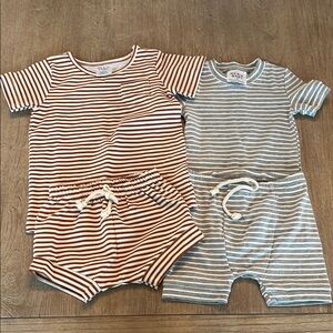 Striped Baby Outfit Set in Brown and Gray